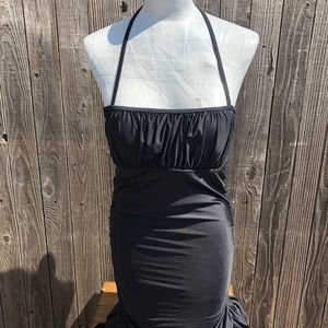 Black halter dress with bodysuit